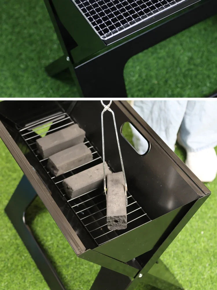 Barbecue épais pliable en X, Portable, en acier inoxydable, au carbone, pour Camping pique-nique l'atelier des ustensiles