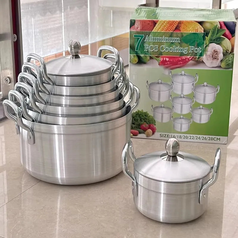 Ensemble de casseroles à soupe épaisses en aluminium, casseroles à jubenzde ollas, ustensiles de visionneuse, vente en gros, 14 pièces l'atelier des ustensiles