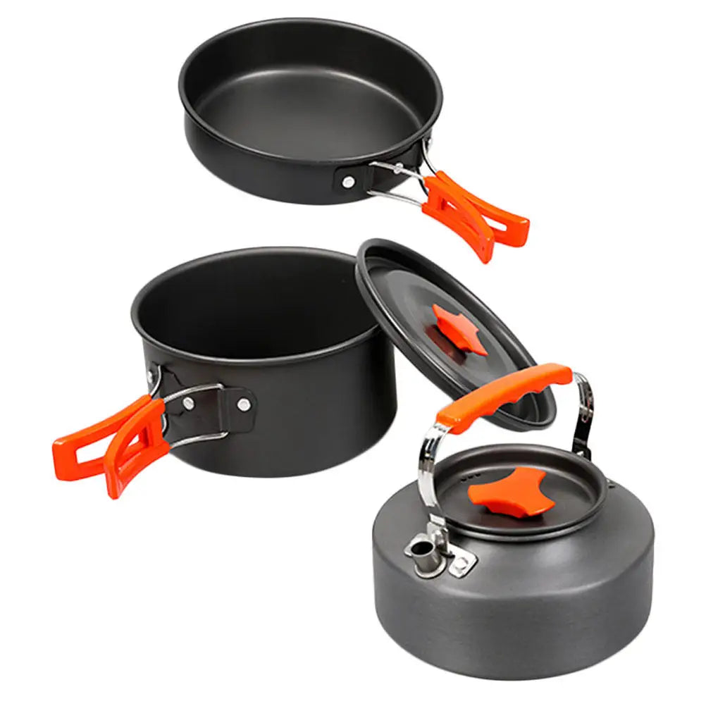 1 ensemble d'ustensiles de cuisine portables pour le camping, pour 2-3 personnes, en alliage d'aluminium, casserole, bouilloire, cuisine en plein air, randonnée, pique-nique, barbecue, escalade l'atelier des ustensiles