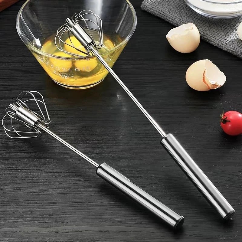 Batteur à œufs semi-automatique en acier inoxydable 304, mélangeur manuel à main, agitateur à œufs à rotation automatique, accessoires de cuisine, outils pour œufs l'atelier des ustensiles