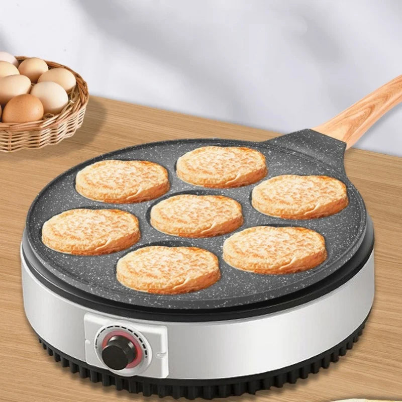 JUSTINLAU poêle à crêpes à sept trous en alliage d'aluminium Pot de petit déjeuner Smiley Animal poignée en bakélite poêle antiadhésive poêle à omelette frite l'atelier des ustensiles