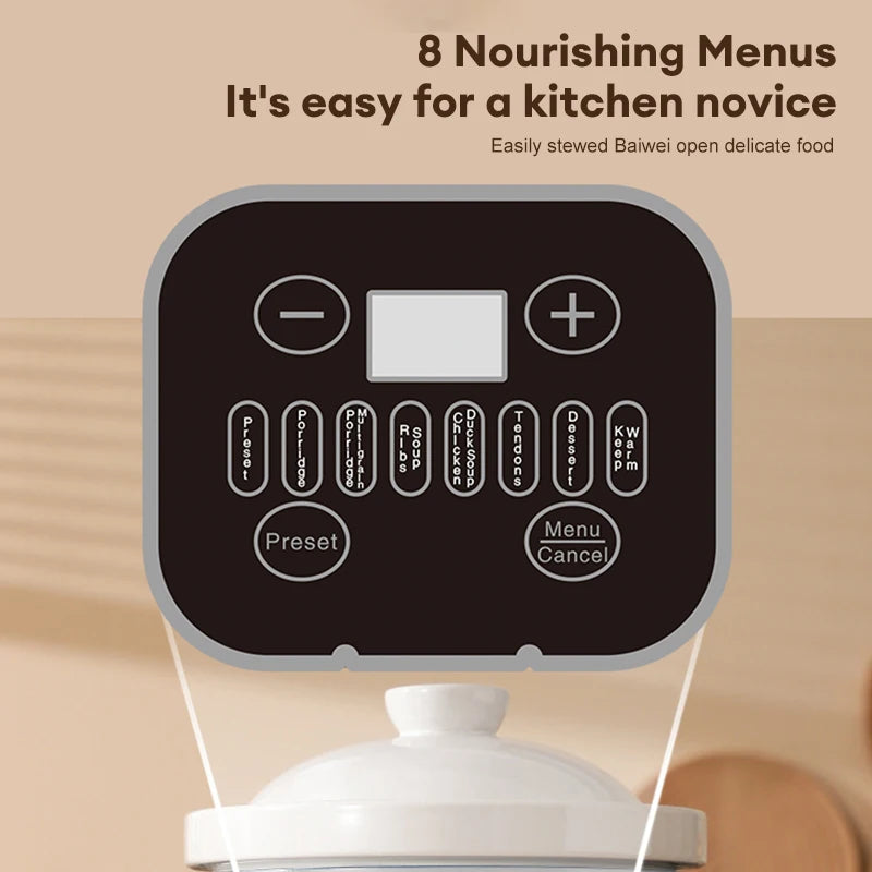 Marmite électrique multifonctionnelle de 3,8 l, mijoteuse, Pot intérieur en céramique, multi-cuiseur pour soupe, bouillie, Casserole, cuisine domestique l'atelier des ustensiles