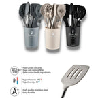Ustensiles de cuisine en silicone antiadhésif, 15 pièces, spatule, pelle, outil de cuisson, manche en acier inoxydable, ensemble F2 avec rangement, E27 l'atelier des ustensiles