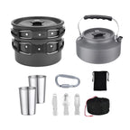 Fournitures d'extérieur-ensemble de casseroles pour 2-3 personnes pour Camping en plein air, ustensiles de cuisine, ensemble de théière pliante l'atelier des ustensiles