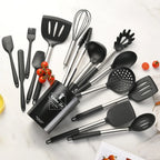 Ustensiles de cuisine en silicone antiadhésif, 15 pièces, spatule, pelle, outil de cuisson, manche en acier inoxydable, ensemble F2 avec rangement, E27 l'atelier des ustensiles