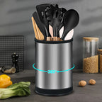360 °   Porte-ustensiles rotatif en acier inoxydable, égouttoir à couverts, baguettes, cuillères, fourchettes, vaisselle, seau de rangement de cuisine l'atelier des ustensiles