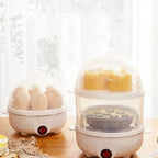 Cuiseur à œufs électrique multifonctionnel, Double couche pour faire bouillir, la pochette, les œufs et les légumes à la vapeur, appareil de petit déjeuner Compact l'atelier des ustensiles