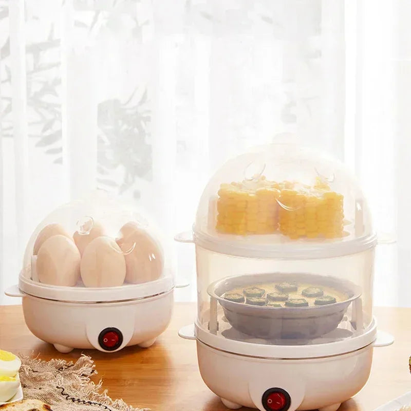 Cuiseur à œufs électrique multifonctionnel, Double couche pour faire bouillir, la pochette, les œufs et les légumes à la vapeur, appareil de petit déjeuner Compact l'atelier des ustensiles