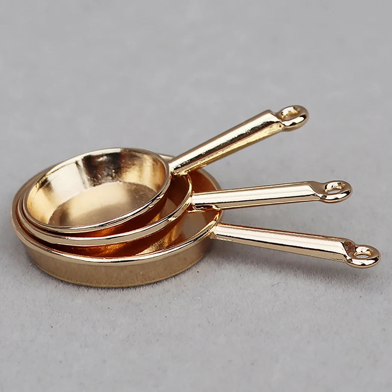 1 ensemble 1:12 maison de poupée Miniature poêle Casserole métal ustensiles de cuisine cuisine modèle décor jouet maison de poupée accessoires l'atelier des ustensiles