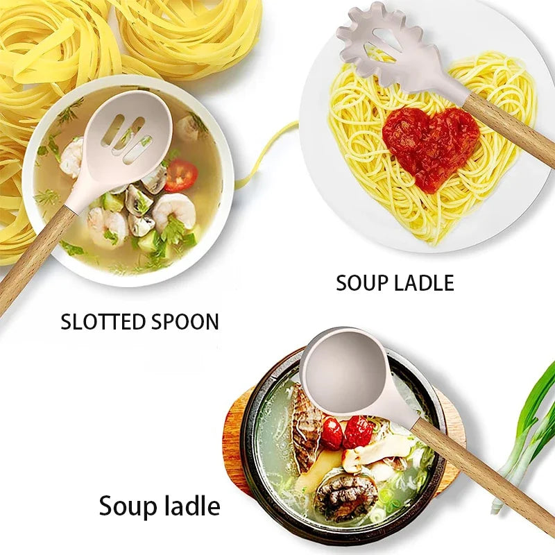 Ensemble de cuisine d'ustensiles en silicone 36 pièces avec support l'atelier des ustensiles