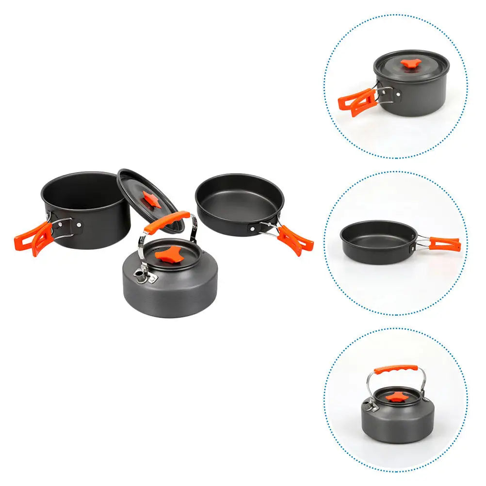 1 ensemble d'ustensiles de cuisine portables pour le camping, pour 2-3 personnes, en alliage d'aluminium, casserole, bouilloire, cuisine en plein air, randonnée, pique-nique, barbecue, escalade l'atelier des ustensiles