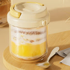 Pot en verre avec couvercle 400ml, tasse de petit déjeuner hermétique anti-fuite avec cuillère, tasses à flocons d'avoine avec couvercles pour Pudding, céréales, salade, collation l'atelier des ustensiles