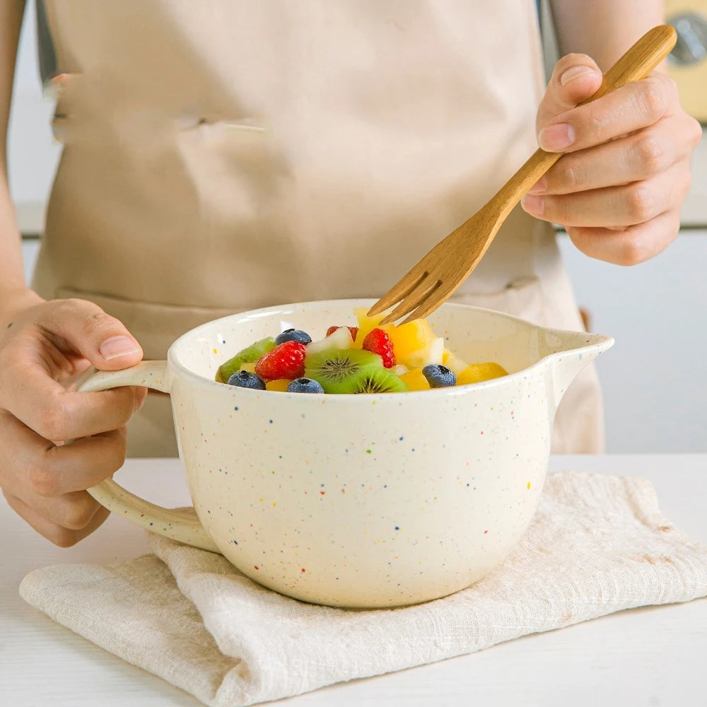 Bol de batteur à œufs en céramique de cuisine, bol à mélanger pointu avec poignée, cuisson du bol à mélanger, ustensiles de cuisine familial l'atelier des ustensiles