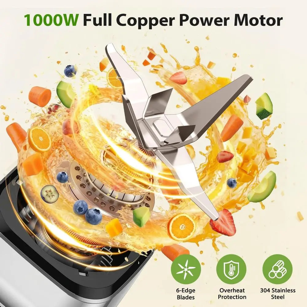 Blender tout-en-un 1000W avec pichet de 34 oz, gobelet de 22 oz, hachoir à viande, hachoir à légumes et moulin à épices - Système de cuisine sans BPA l'atelier des ustensiles