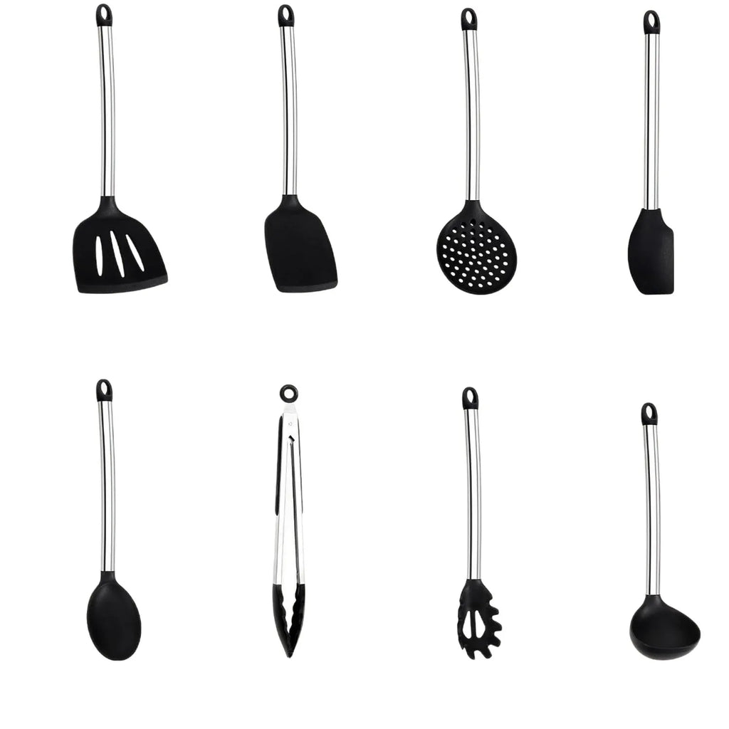【Ensemble d'ustensiles de cuisine en Silicone de 8 pièces】 Outils de cuisine résistants à la chaleur – Spatules anti-rayures, cuillères, pinces pour poêles antiadhésives, pâtisserie, cuisine l'atelier des ustensiles