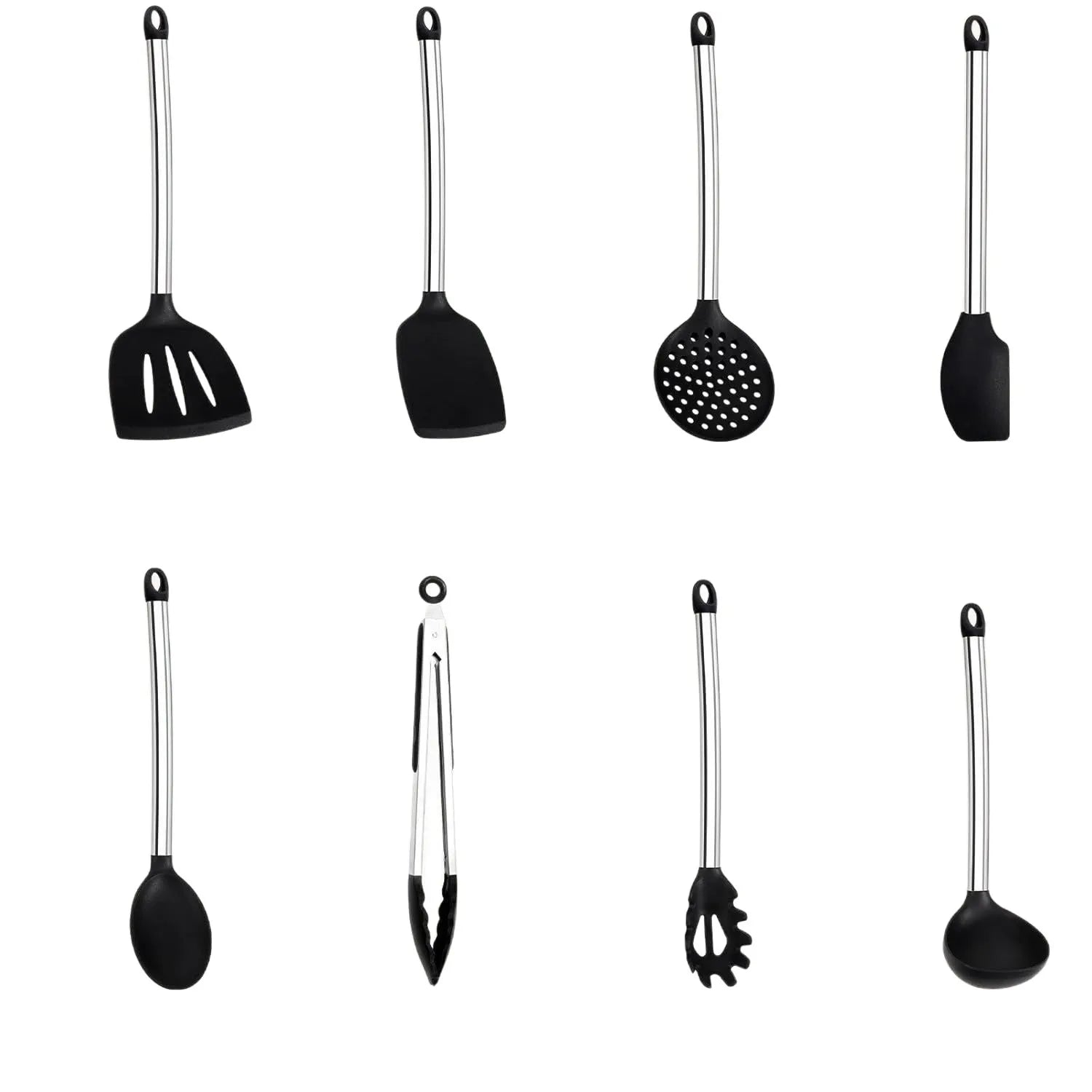 【Ensemble d'ustensiles de cuisine en Silicone de 8 pièces】 Outils de cuisine résistants à la chaleur – Spatules anti-rayures, cuillères, pinces pour poêles antiadhésives, pâtisserie, cuisine l'atelier des ustensiles