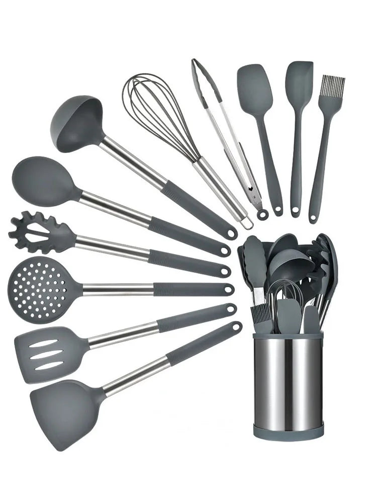 Ensemble d'outils de cuisine à Base rotative à 360 degrés, ustensiles de cuisine de cuisson Non toxiques, pelle en Silicone cuillère grattoir brosse tourneur 12 pièces l'atelier des ustensiles