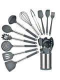 Ensemble d'outils de cuisine à Base rotative à 360 degrés, ustensiles de cuisine de cuisson Non toxiques, pelle en Silicone cuillère grattoir brosse tourneur 12 pièces l'atelier des ustensiles