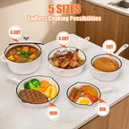 Batterie de cuisine antiadhésive en fonte émaillée, 5 pièces, casseroles et poêles avec couvercle, poêle à frire, casserole et four hollandais pour tous les cuisinières l'atelier des ustensiles
