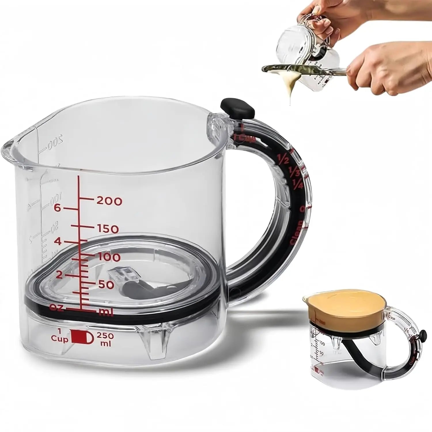 Tasse à mesurer 4 en 1, tasse à mesurer multifonctionnelle réglable avec Base d'étanchéité de Style grattoir, tasses cubiques de cuisine, outils pour la cuisine l'atelier des ustensiles